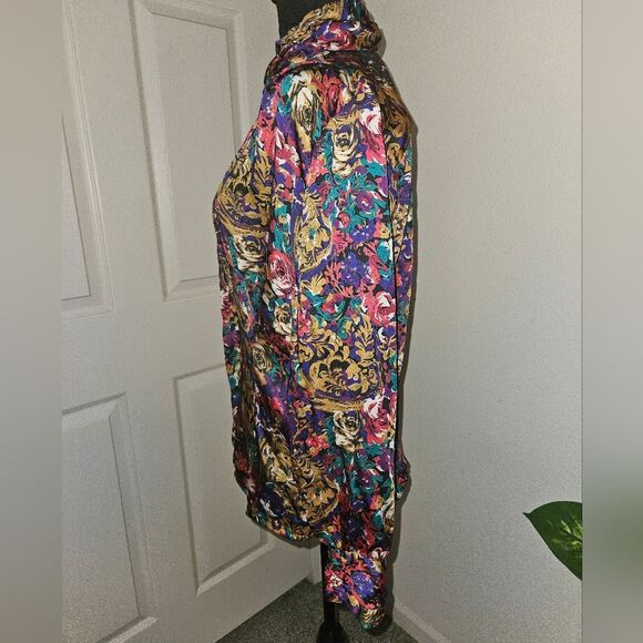 Vintage Christie &Jill Floral Abstract Print Long Sleeve Button-up Blouse Size 6 - Picture 3 of 13